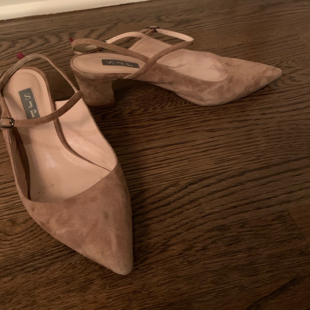 SJP slingback camel suede heels